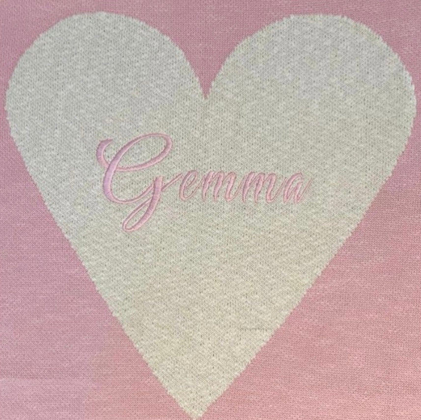 Personalized Blanket - Pink With Cream Heart