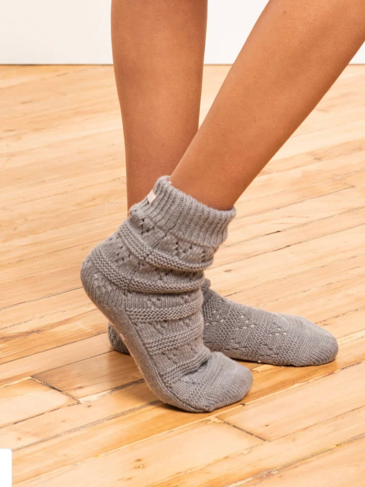 Grey Pointelle slipper socks