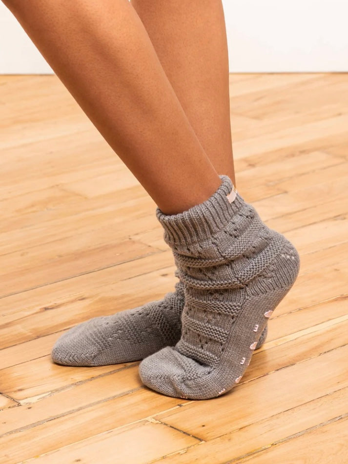 Grey Pointelle slipper socks