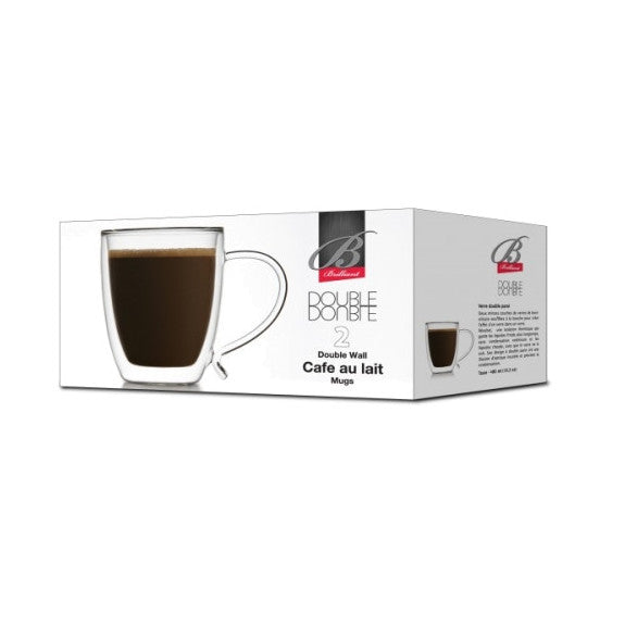 Double Wall Café au Lait Mug 400ml Set of 2