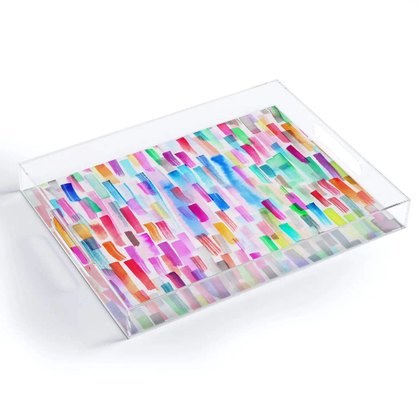 Colourful Brushstrokes Acrylic Tray - large