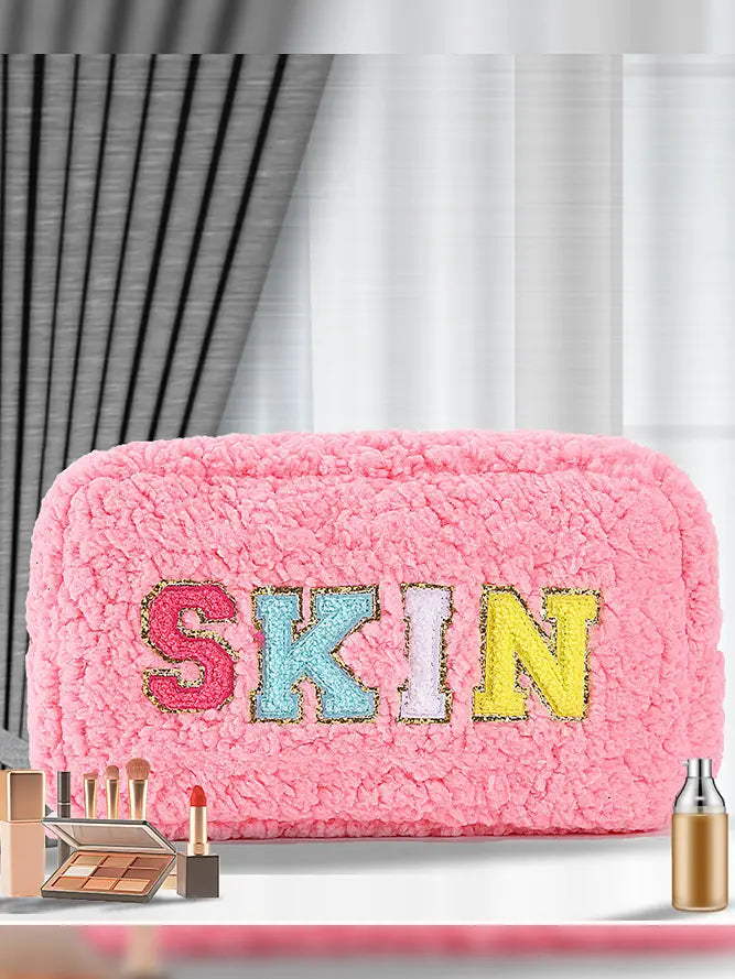 Pink Fleece Cosmetic Bag - SKIN