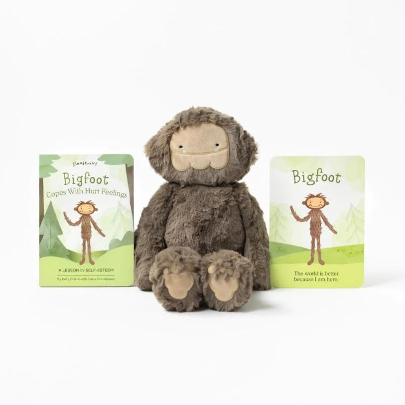 Bigfoot stuffed animal and book set - self-esteem