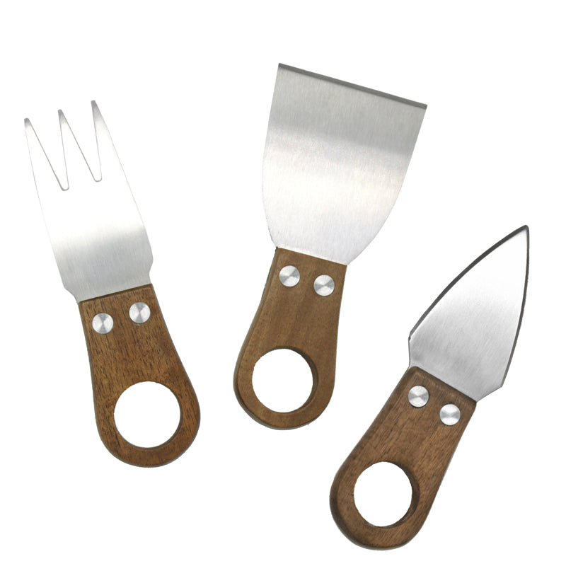 Acacia wood cheese knife set