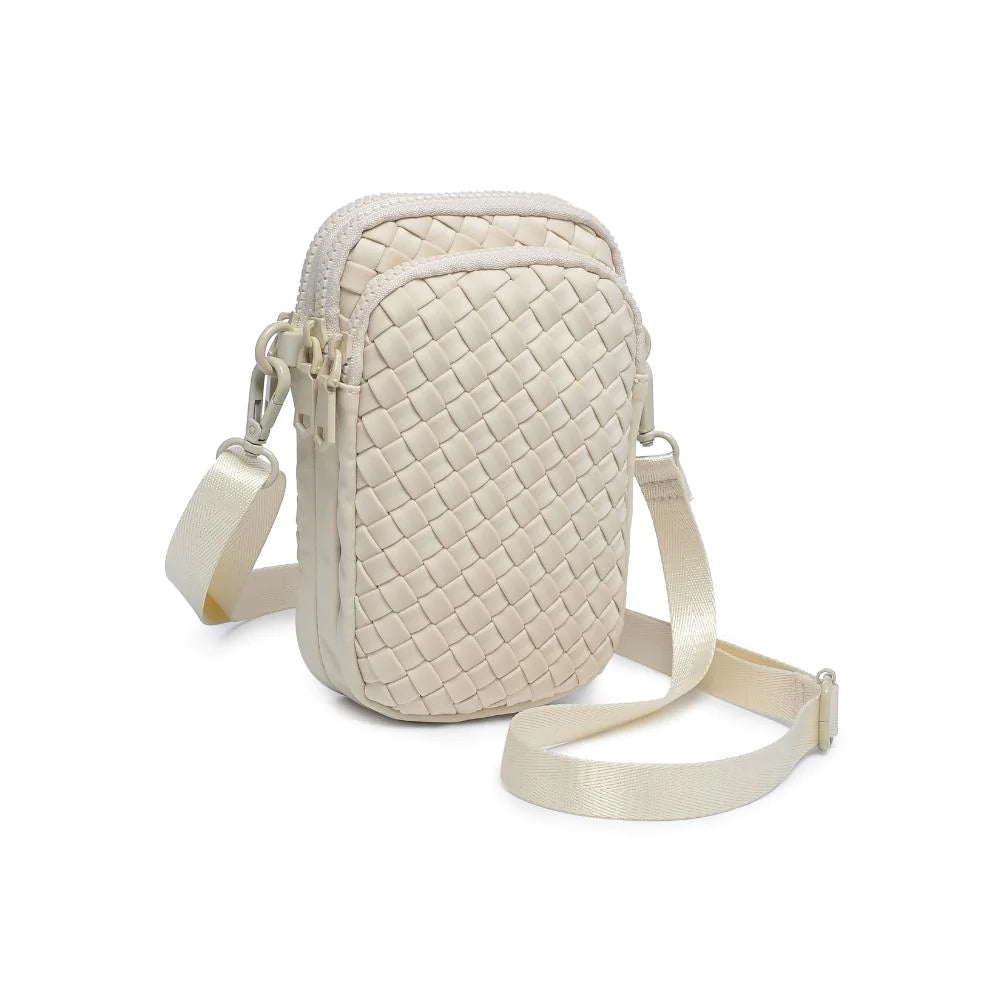 Sol and Selene cream woven neoprene crossbody bag