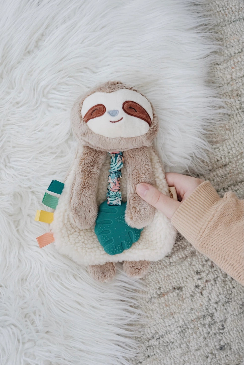 Baby lovey - plush sloth with silicon tether toy