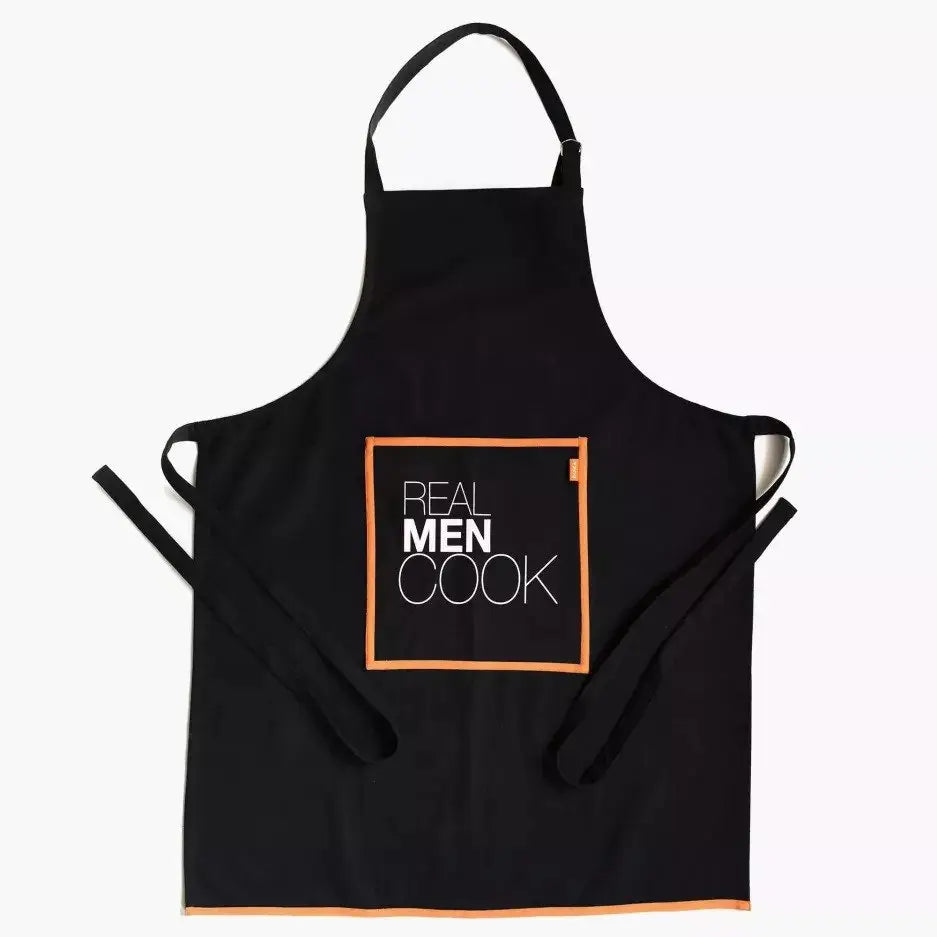 “Real men cook” apron and oven mitts set