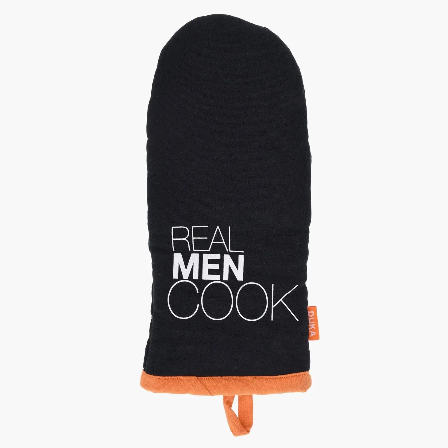 “Real men cook” apron and oven mitts set