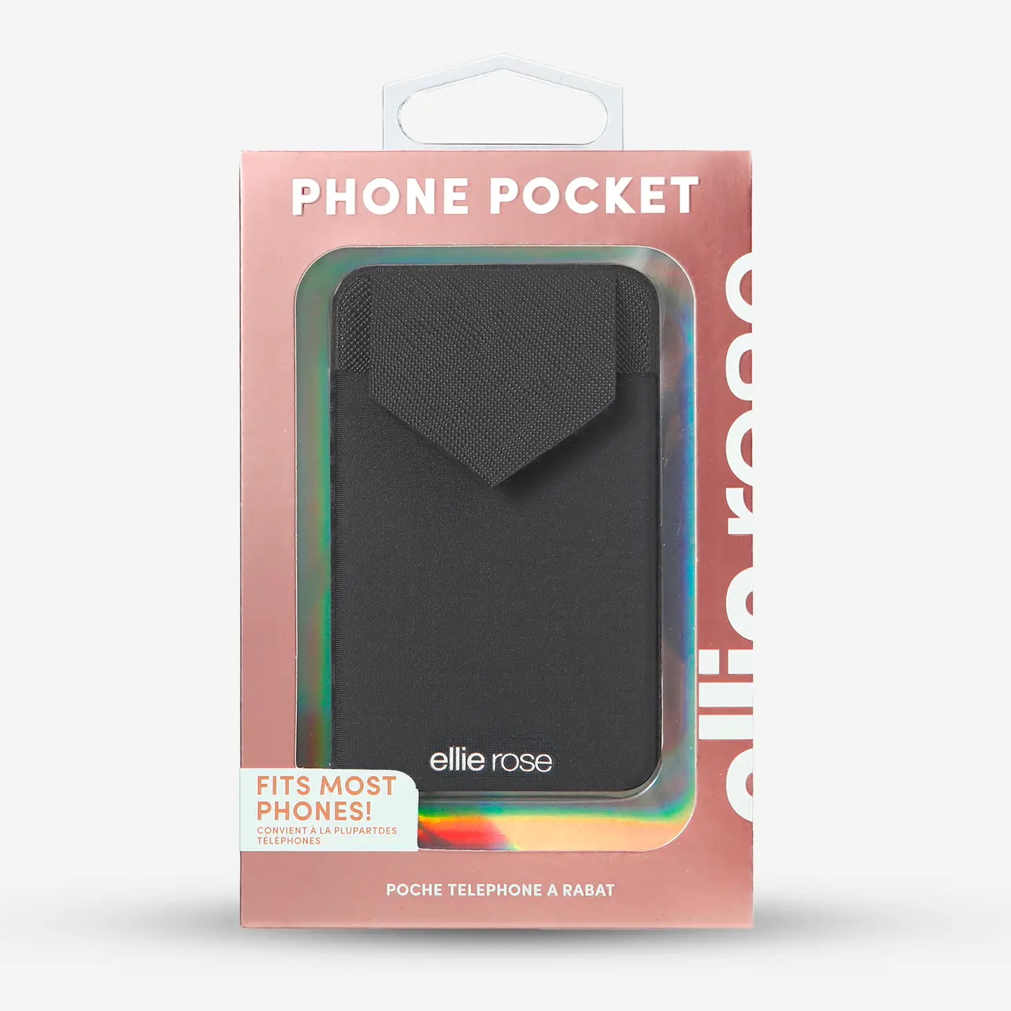 Black stick-on phone pocket