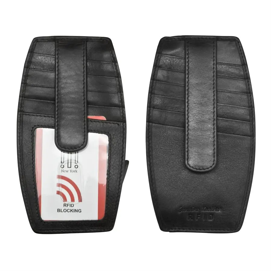 Leather Card Holder W/Zip Pocket