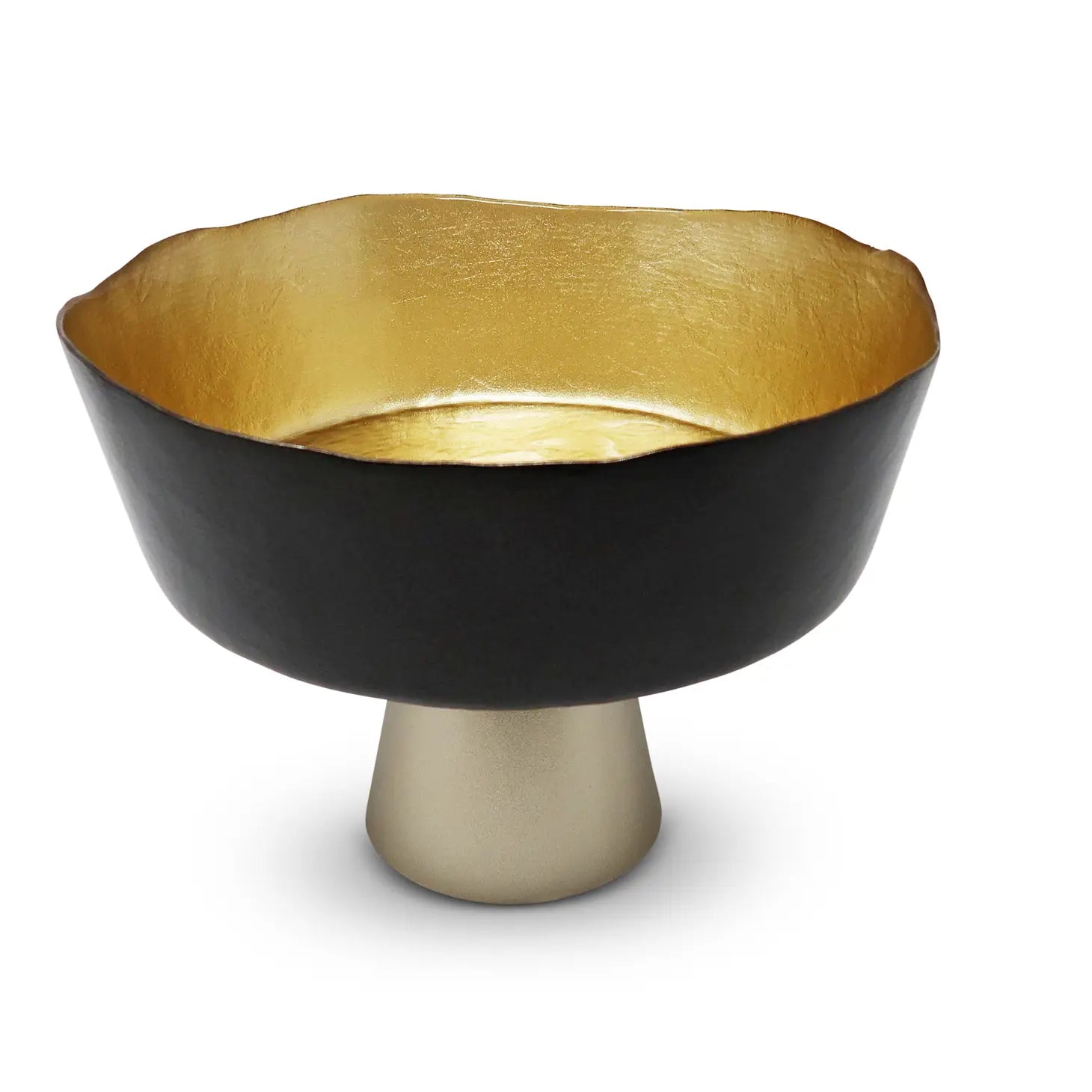 Organic Shaped Footed Bowl with Gold | Black