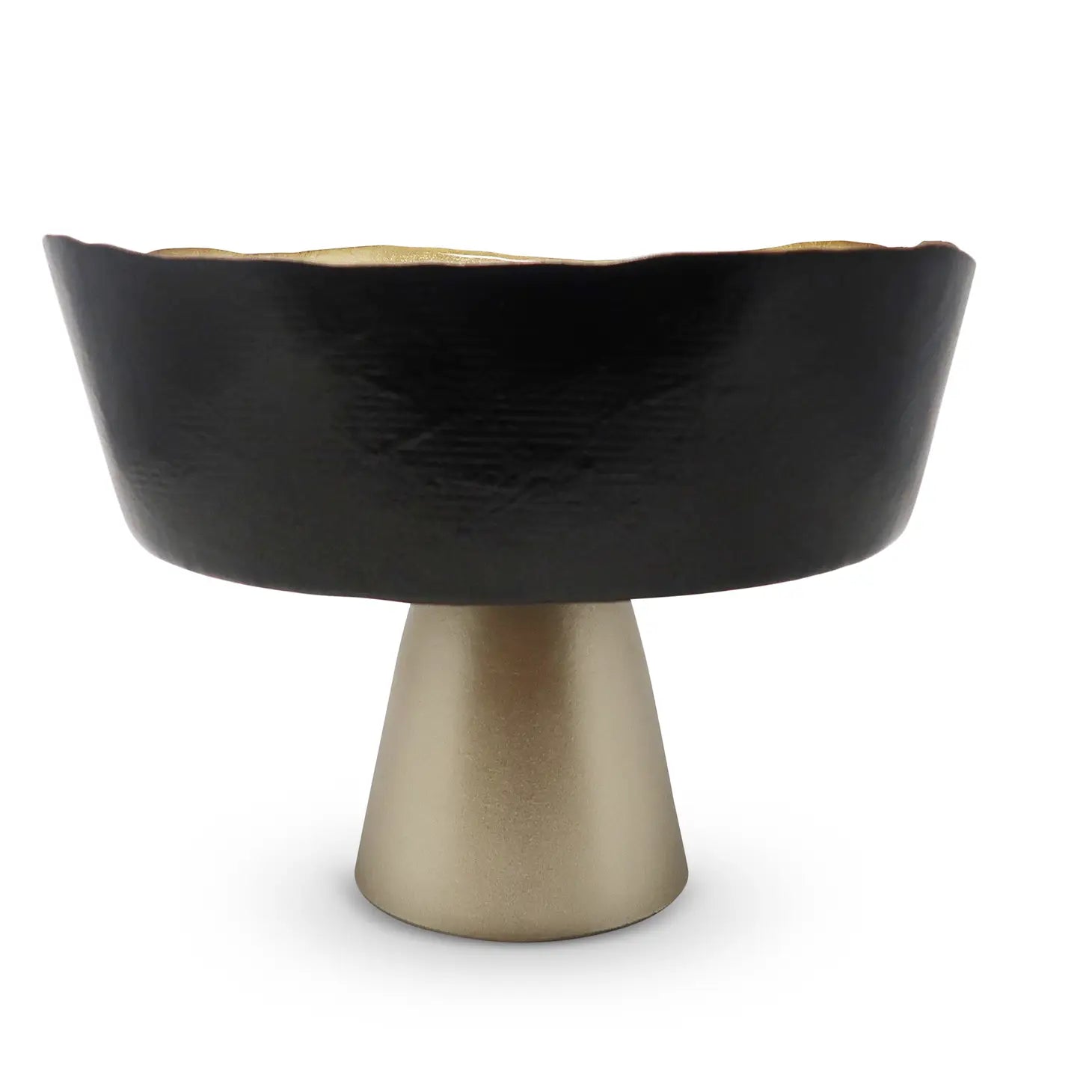 Organic Shaped Footed Bowl with Gold | Black