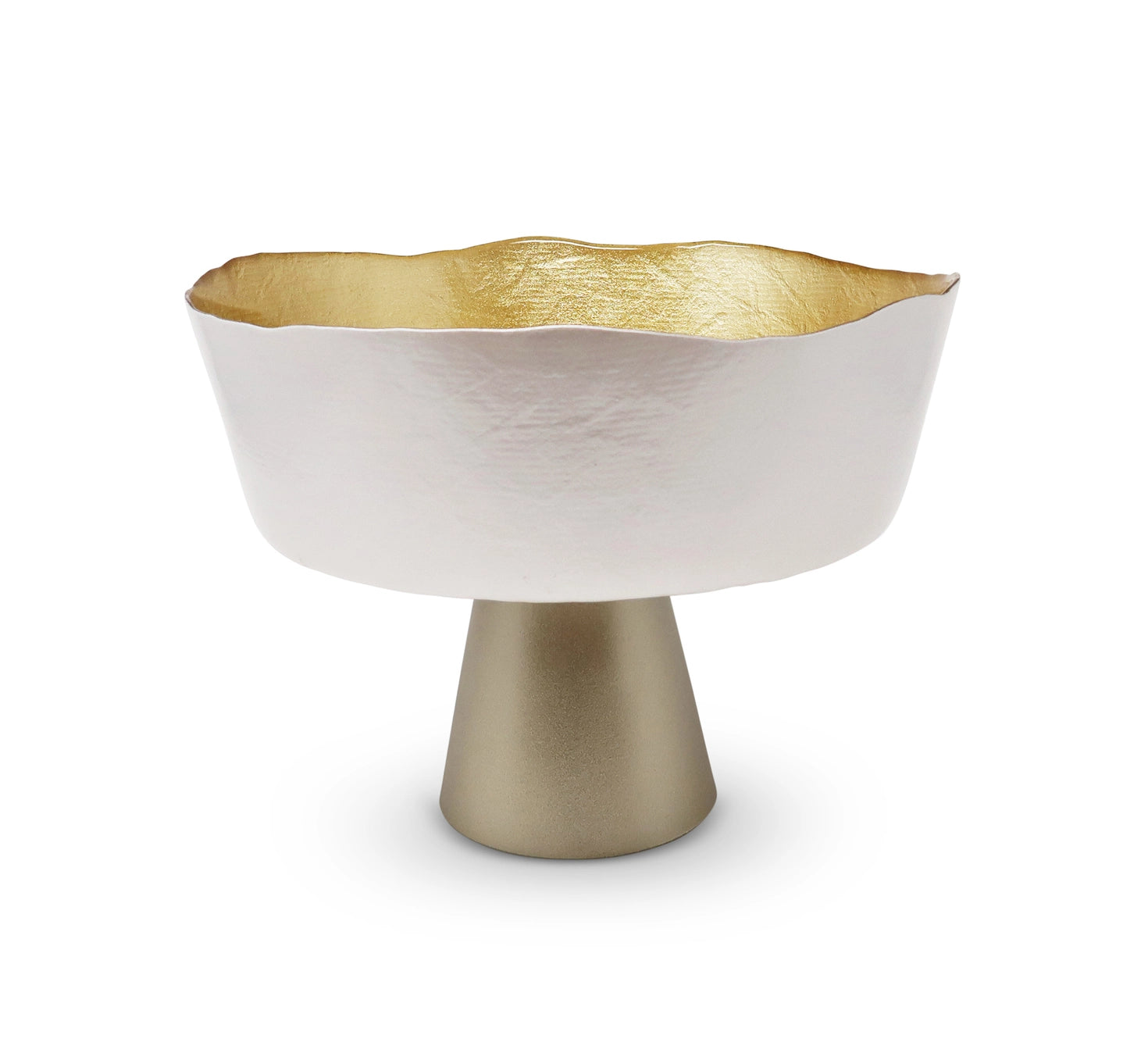 Organic Shaped Footed Bowl with Gold | White