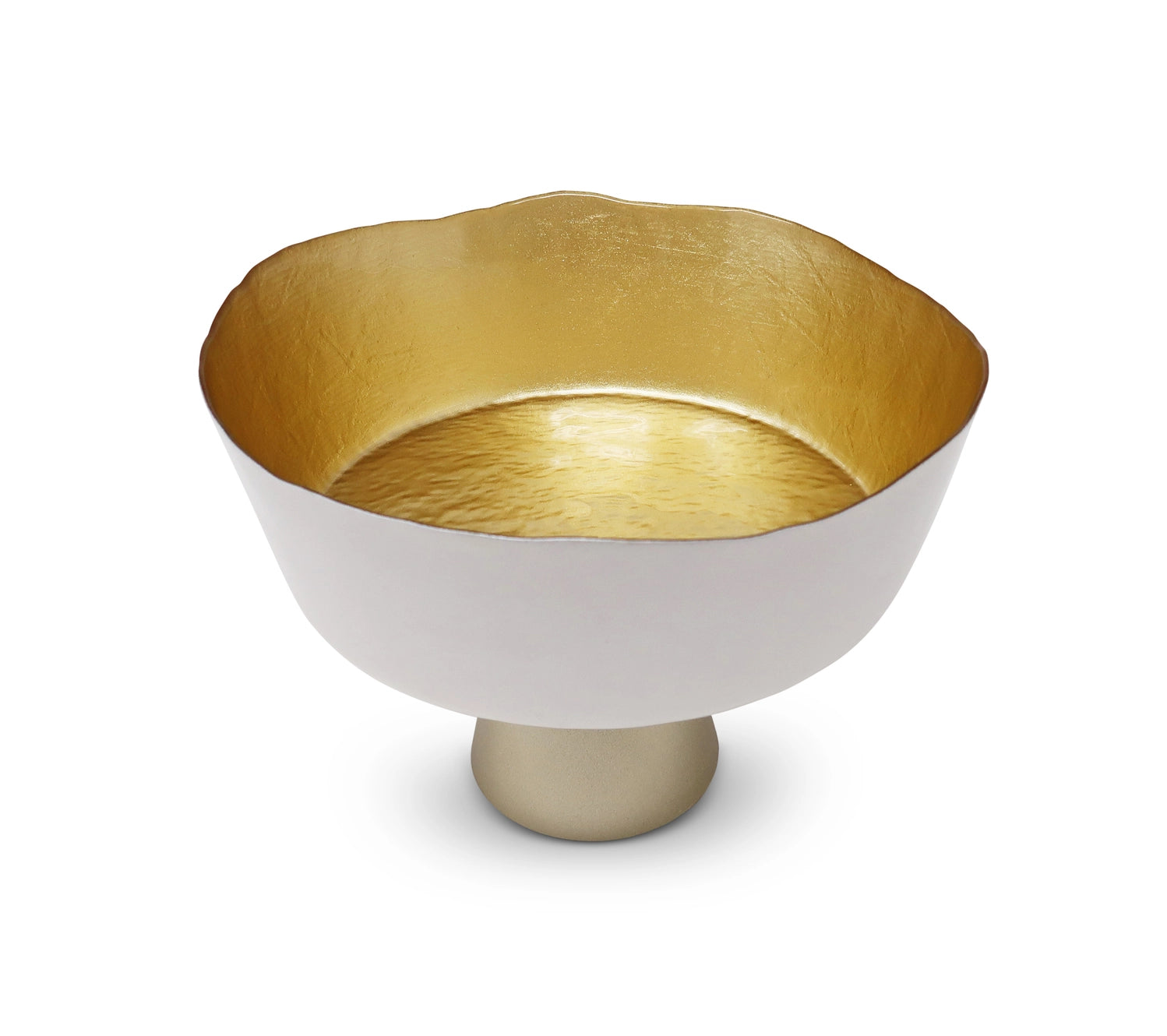 Organic Shaped Footed Bowl with Gold | White