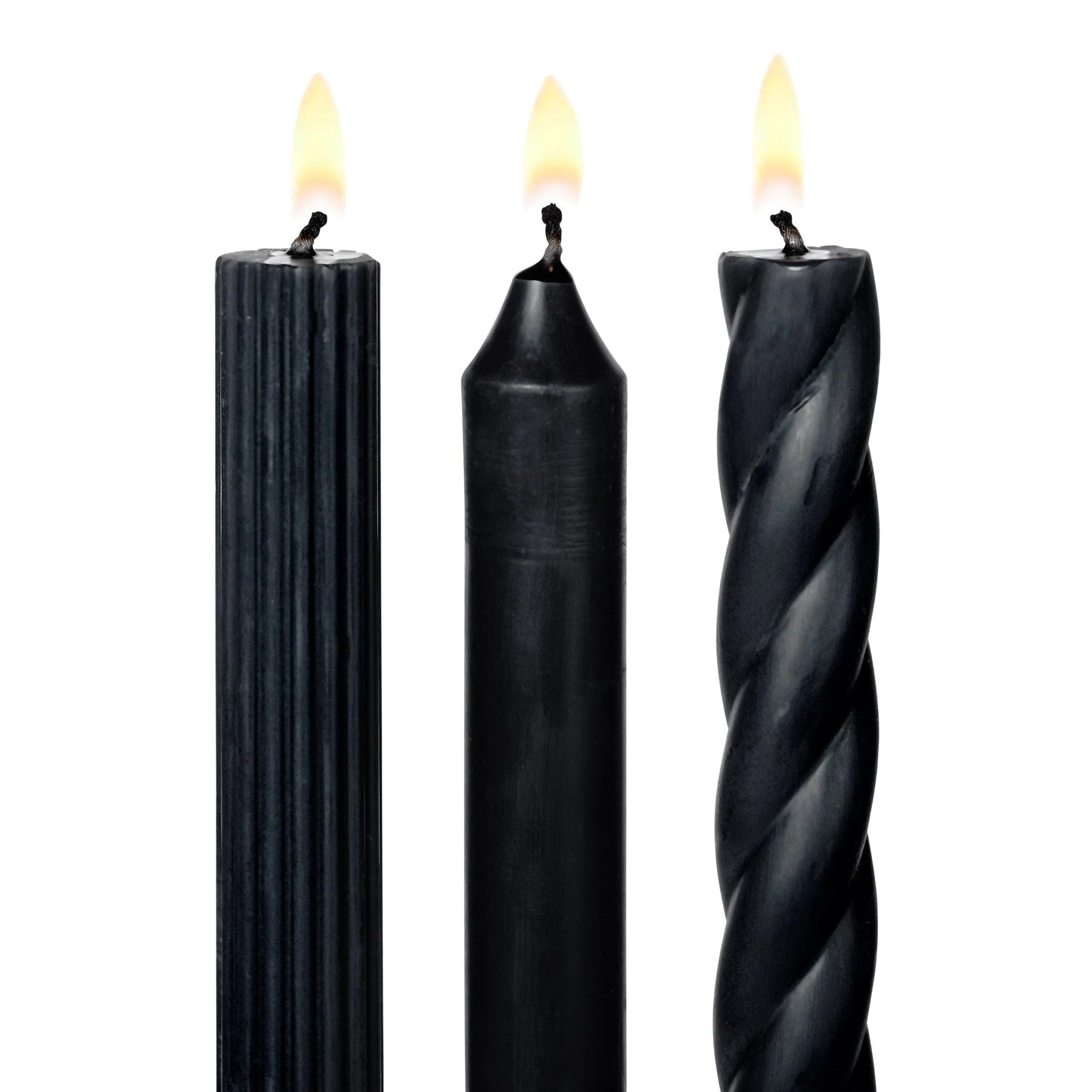 Assorted Black Candle Tapers 3-Pack