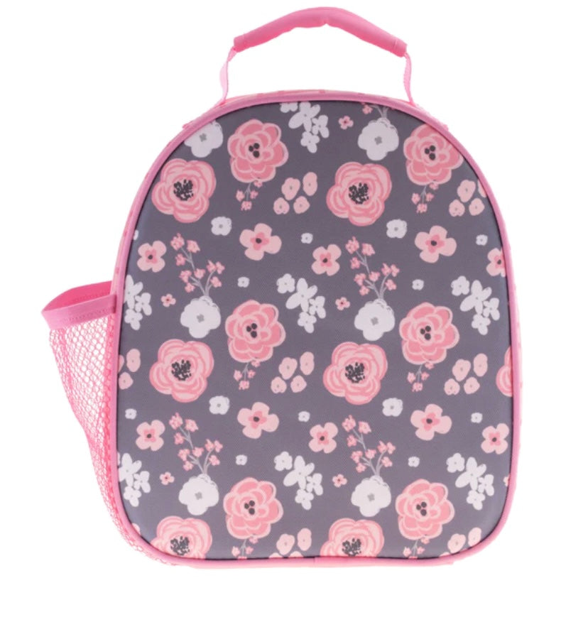 Personalized All Over Print Lunchbox - Charcoal Flowers