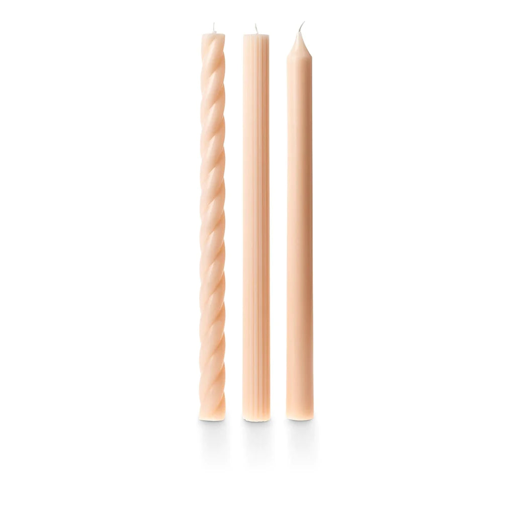 Assorted Pale Pink Candle Tapers 3-Pack