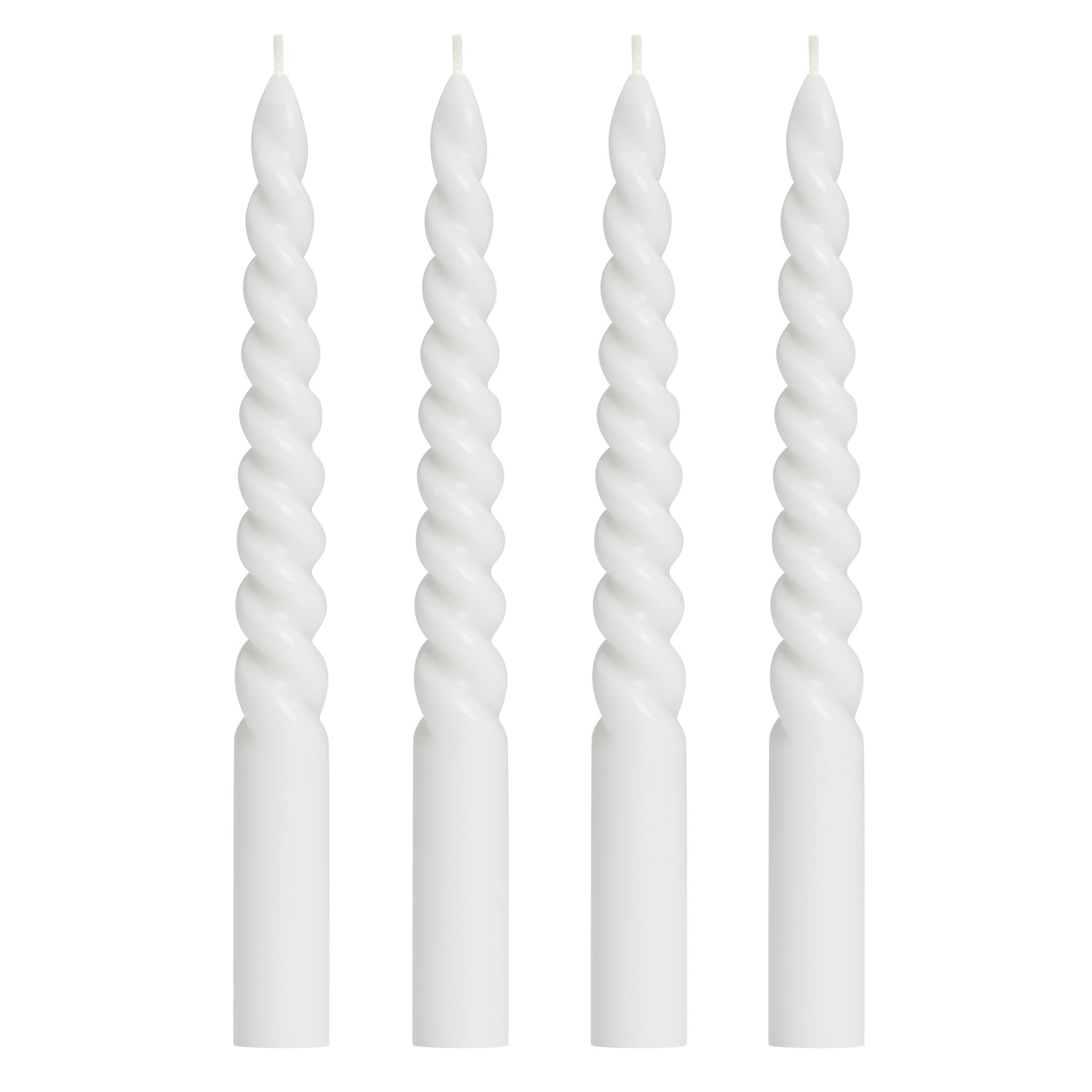 Prime Twisted Taper Four Piece 9" Candle Set - White