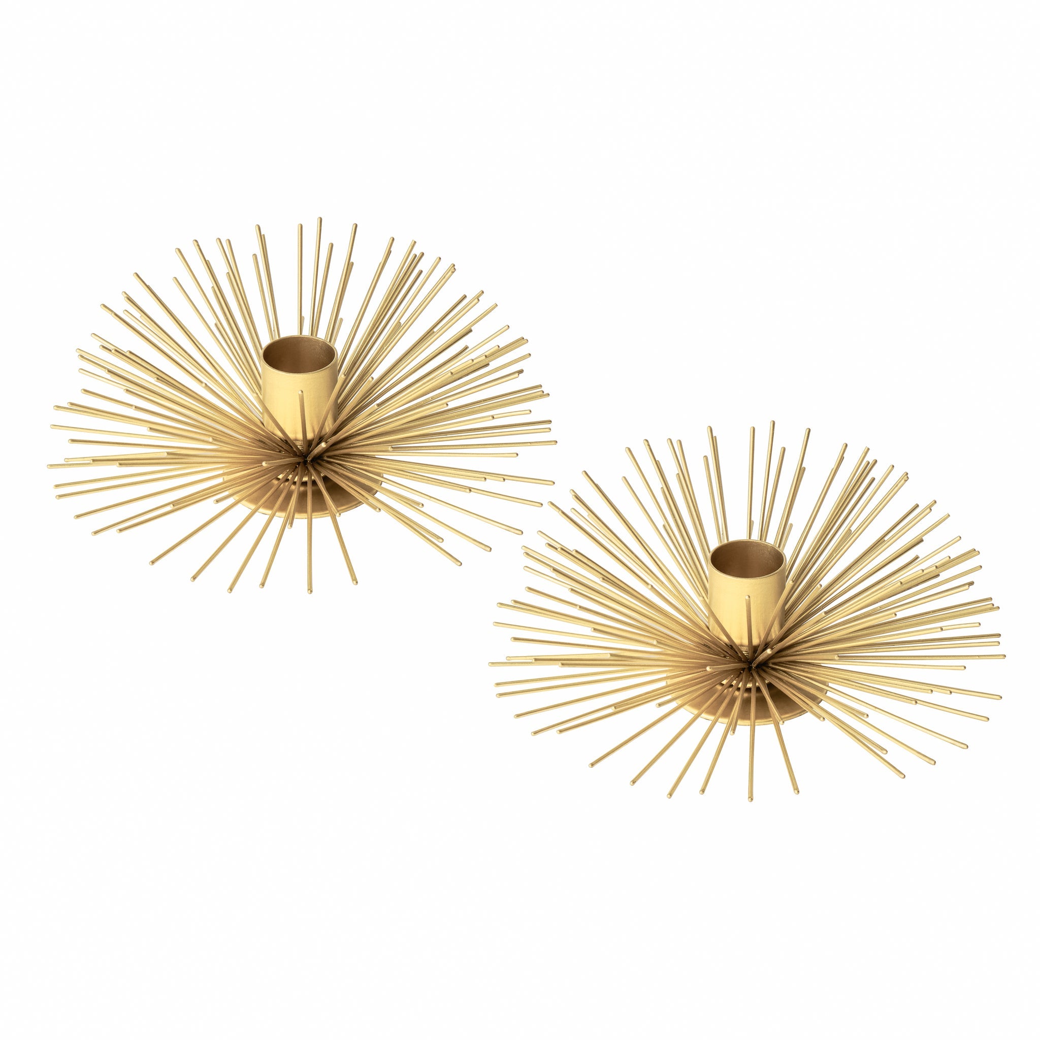 Spike Pod Two Piece Gold Candle Holders Set