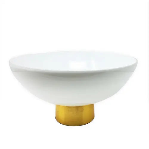 White Glass Bowl On Gold Base