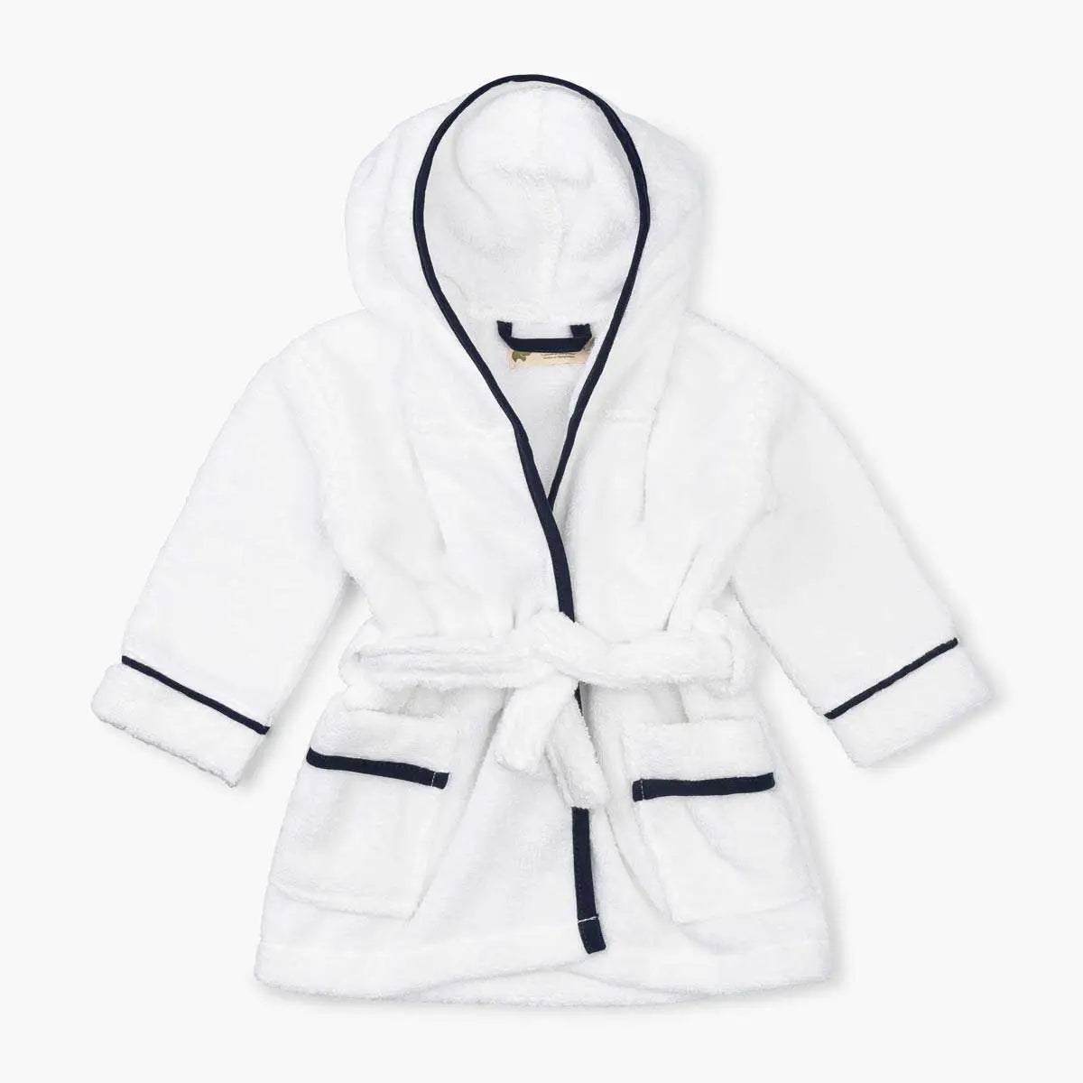 Personalized Terry Bathrobe - White + Navy