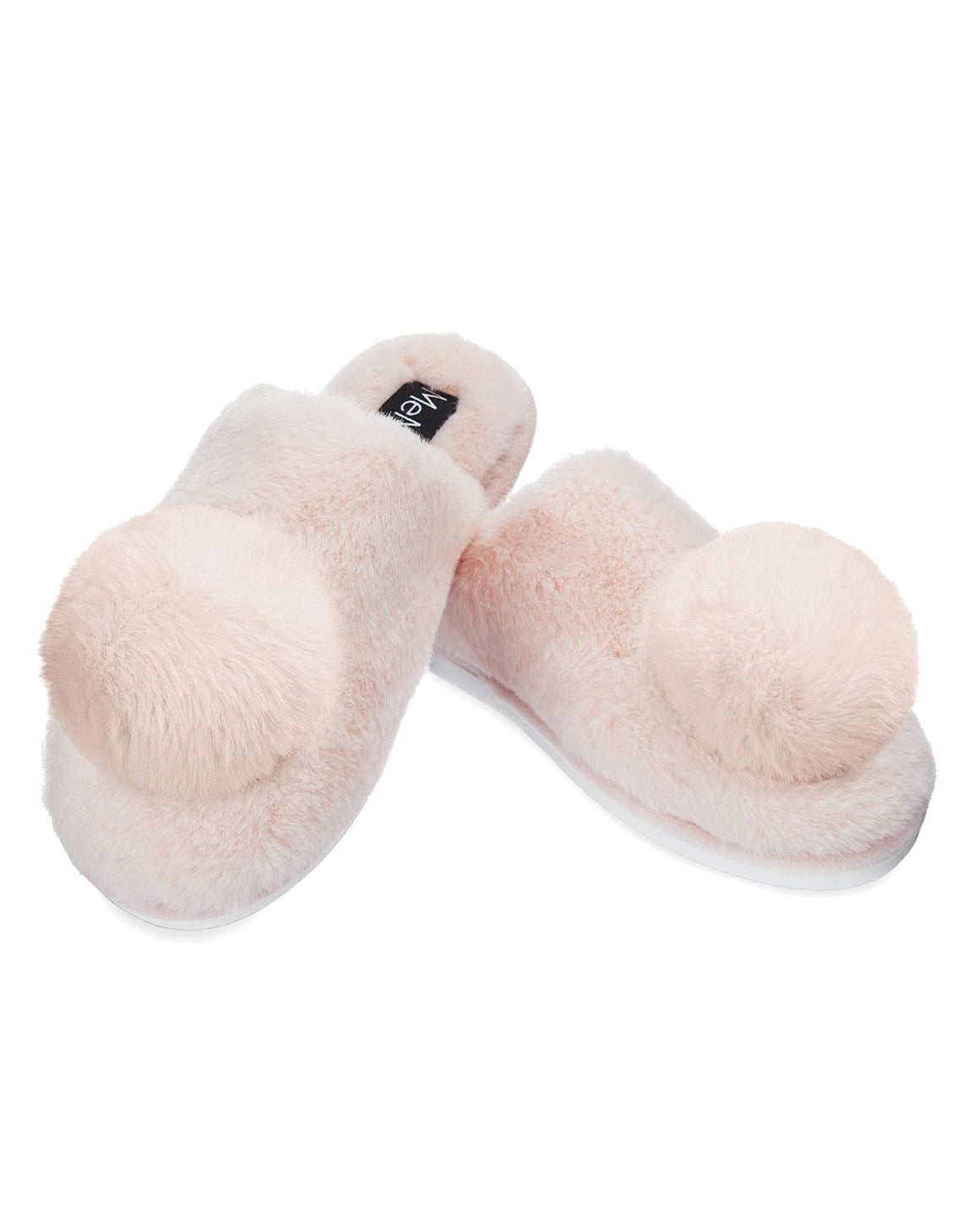 dusty pink plush Pom Pom SLIPPERs