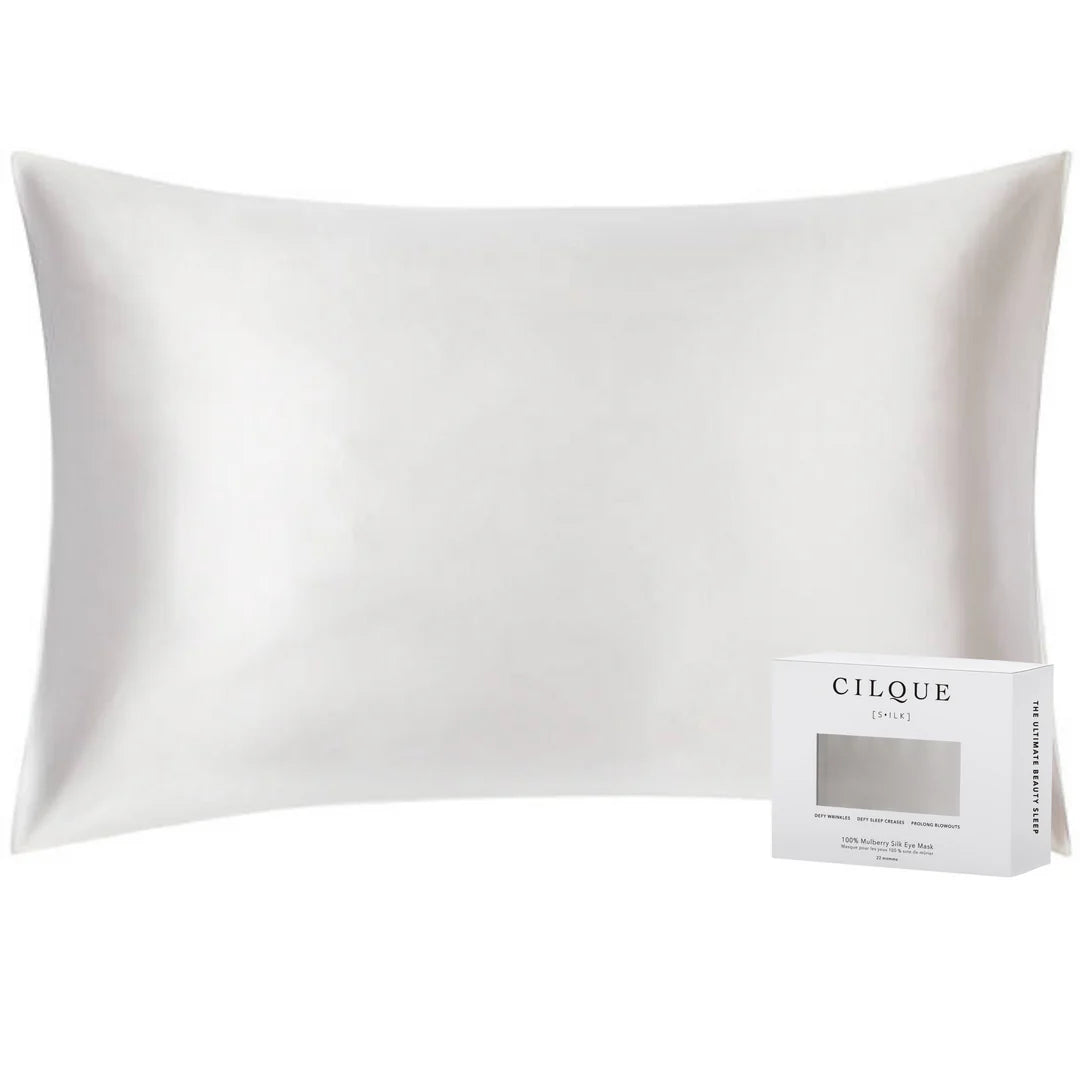 Lustrous Silk Pillowcase - Queen - White