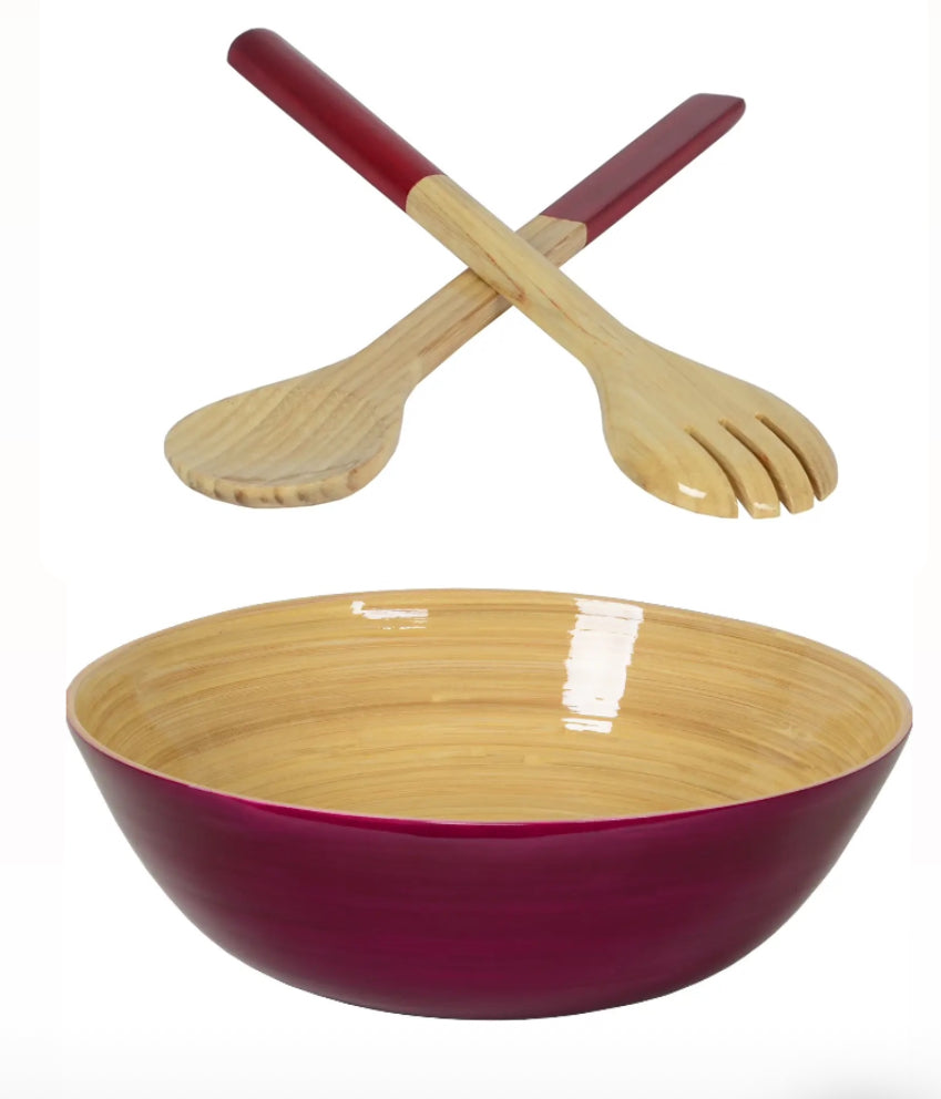 Bamboo Classic Bowl and Serving Set - Blackberry