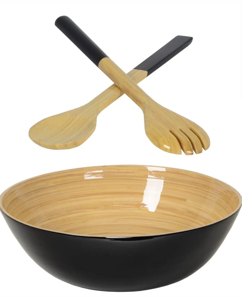 Bamboo Classic Bowl and Serving Set - Black