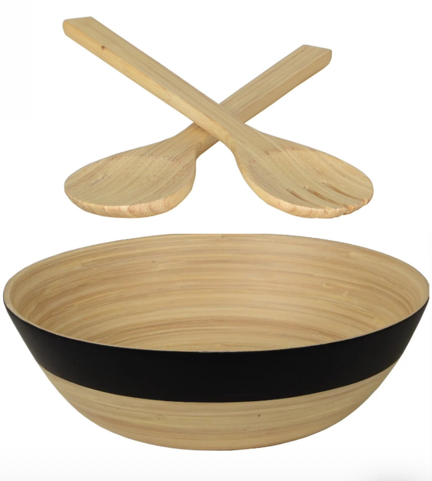 Bamboo Matte Bowl and Serving Set - Black