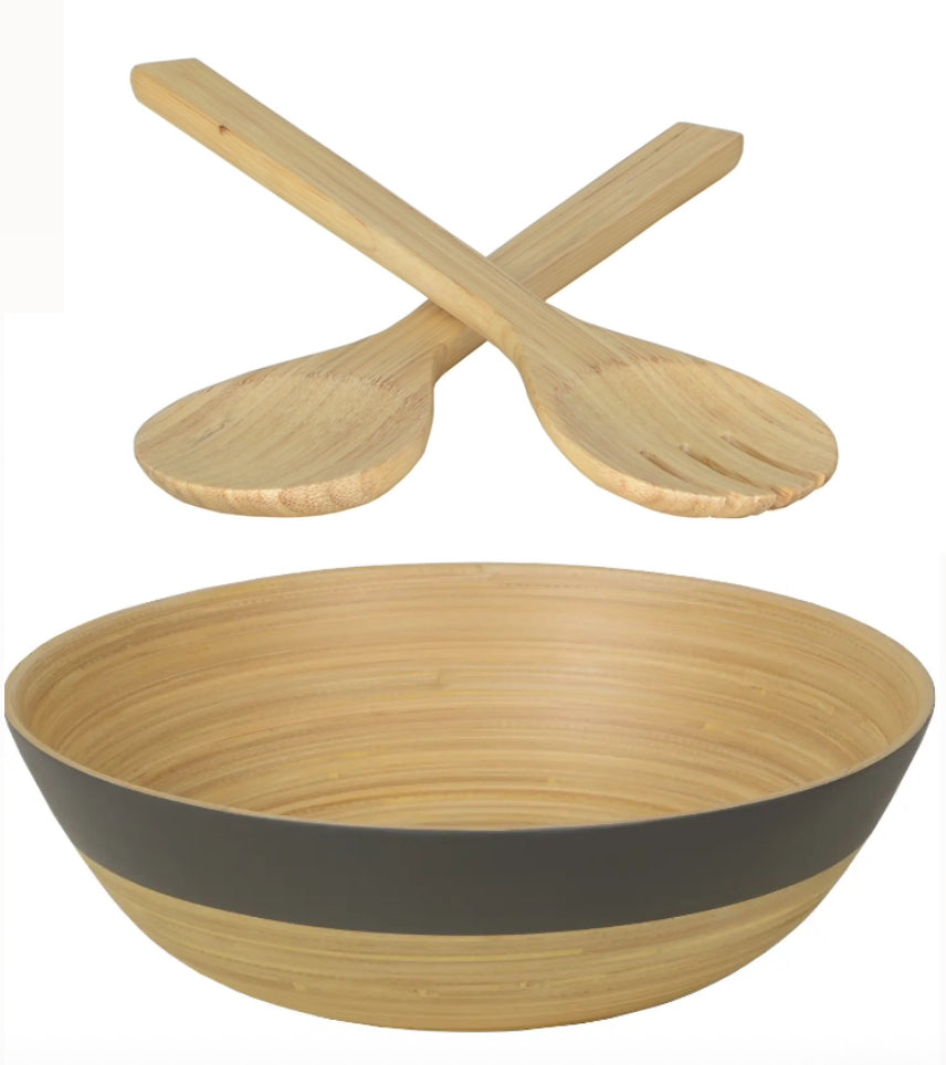 Bamboo Matte Bowl and Serving Set - Grey
