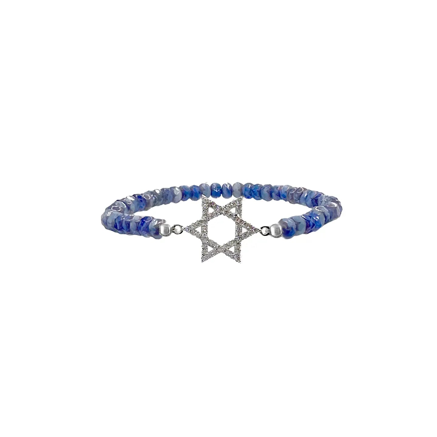 CZ Mykonos Blue Star of David bracelet