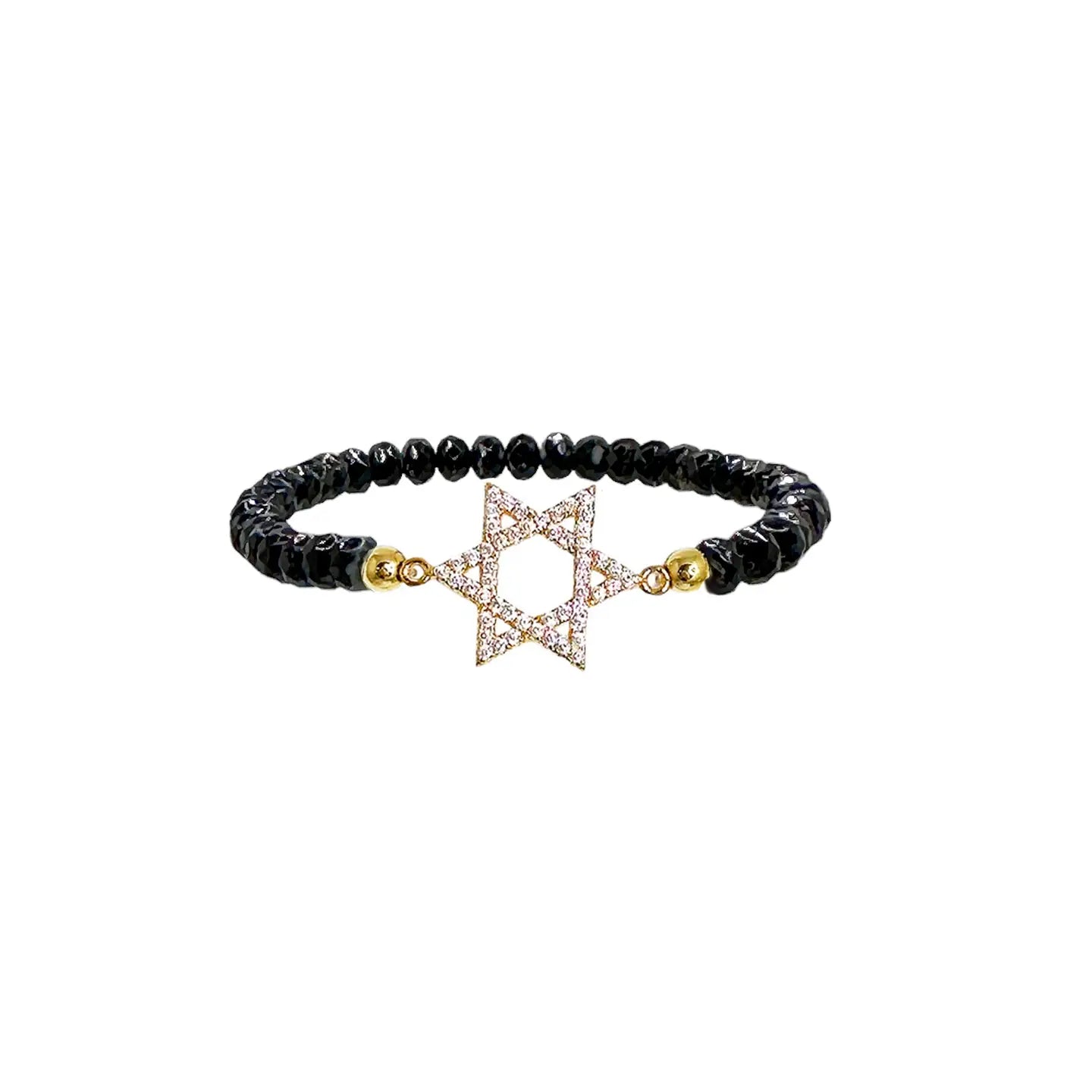 CZ Gold/Black Star of David bracelet