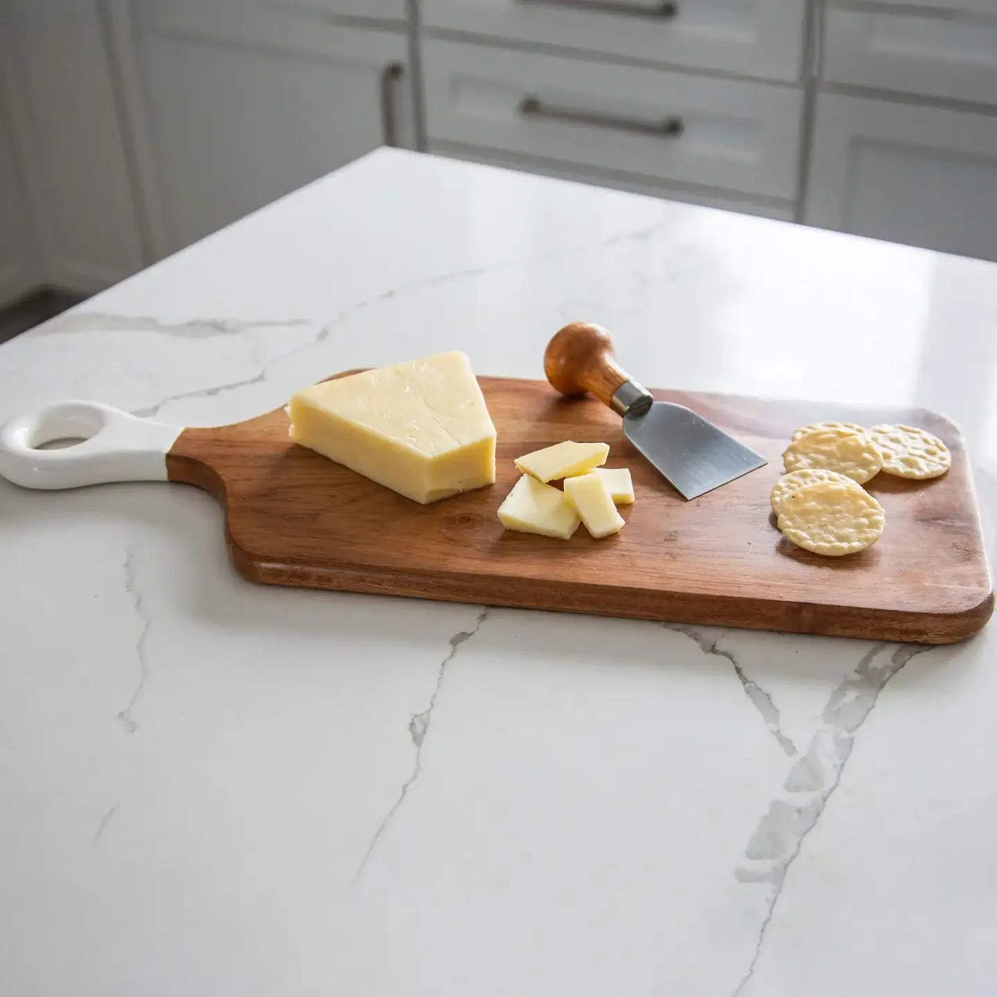 Wood and White Rectangle Charcuterie Board - Small