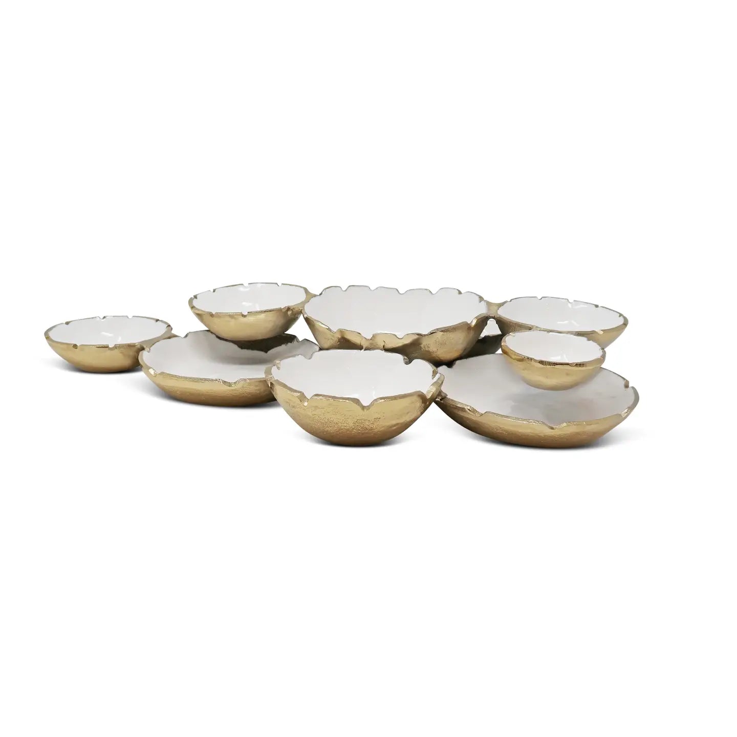 Multiple cluster bowl white and gold