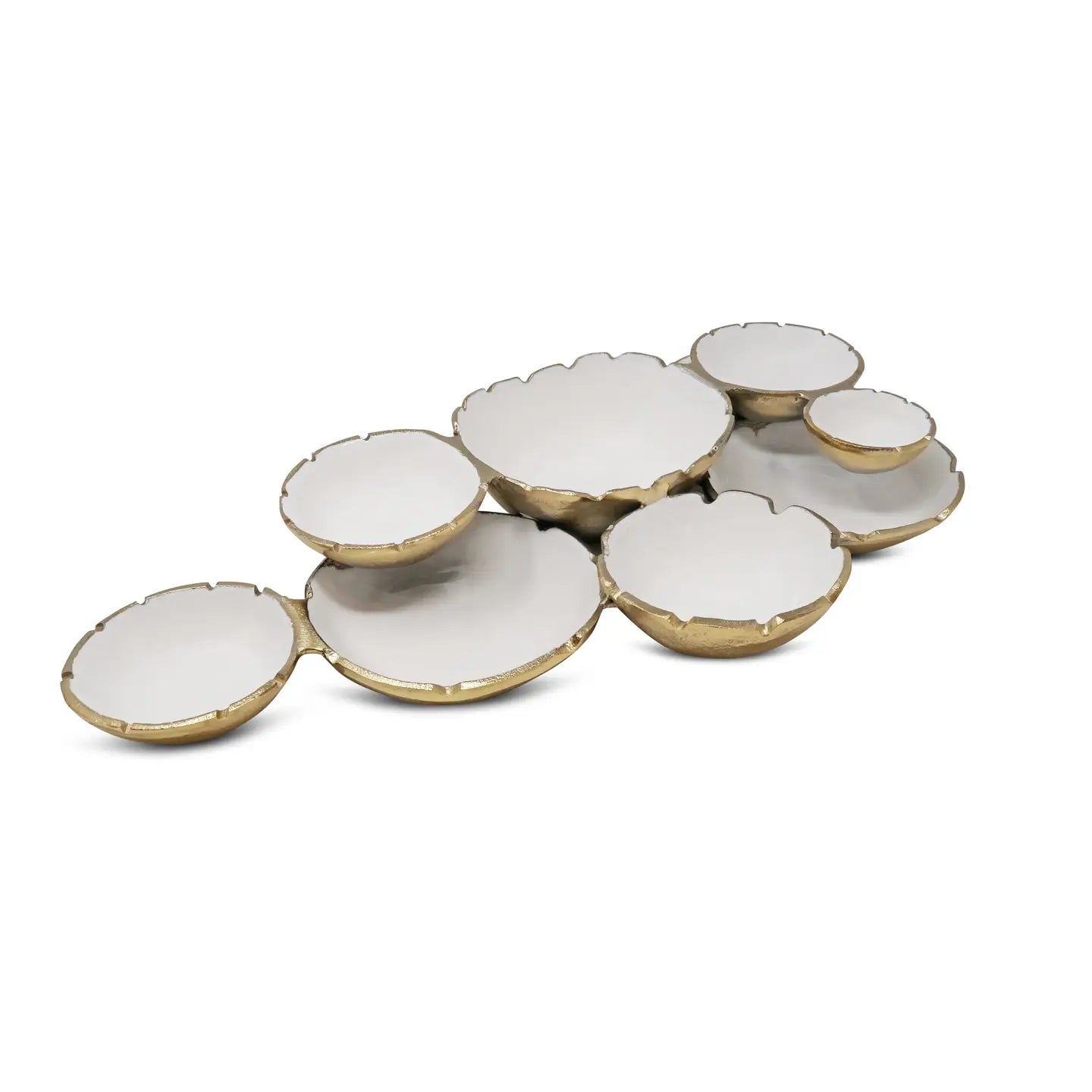 Multiple cluster bowl white and gold