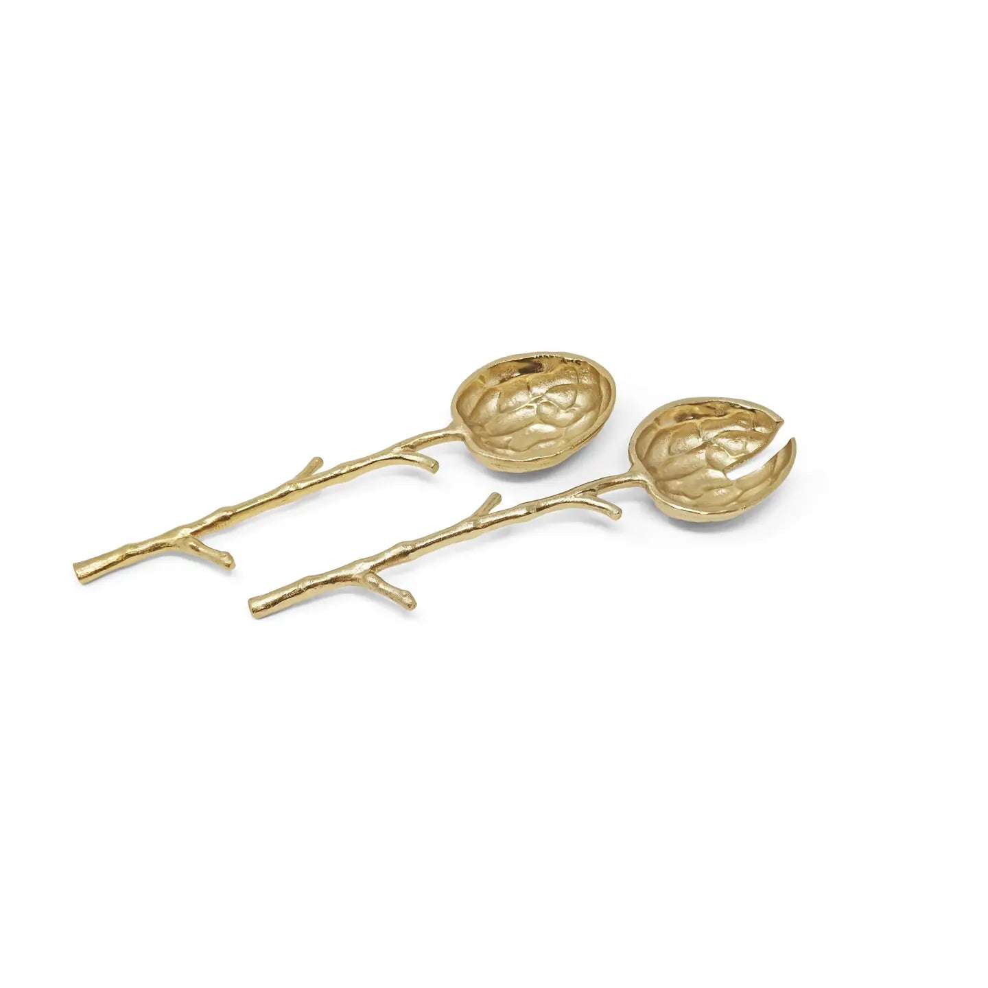 Gold salad server set with branch design