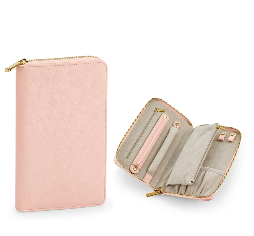 Personalized Travel Jewellery Case - soft Pink