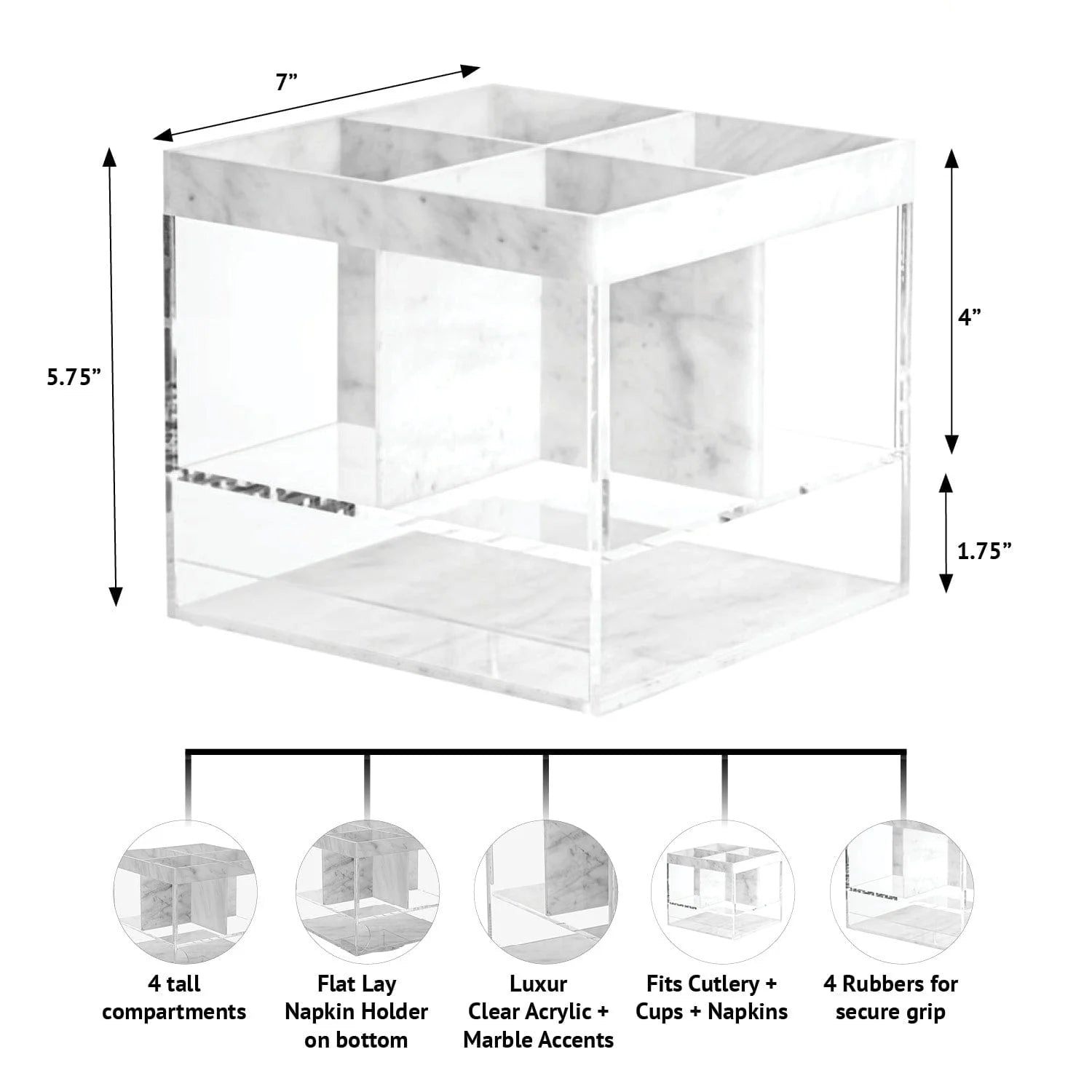 Silverware Caddy - Square Marble