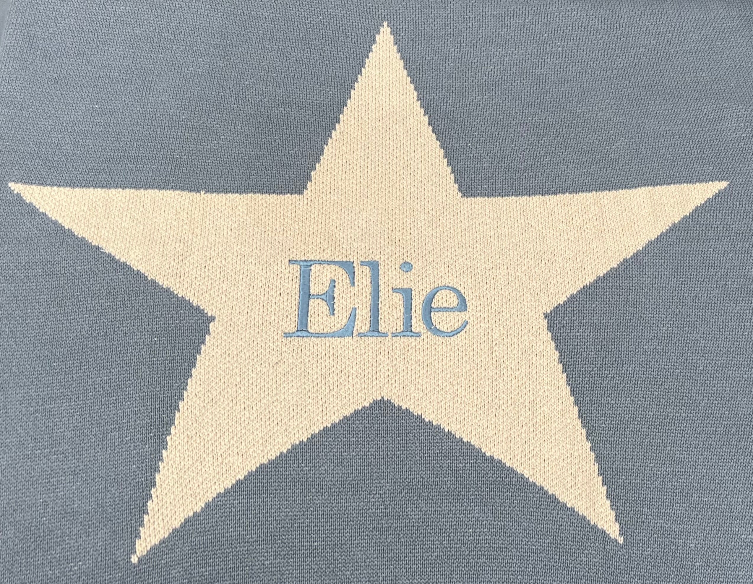 Personalized Blanket - denim Blue With Cream Star