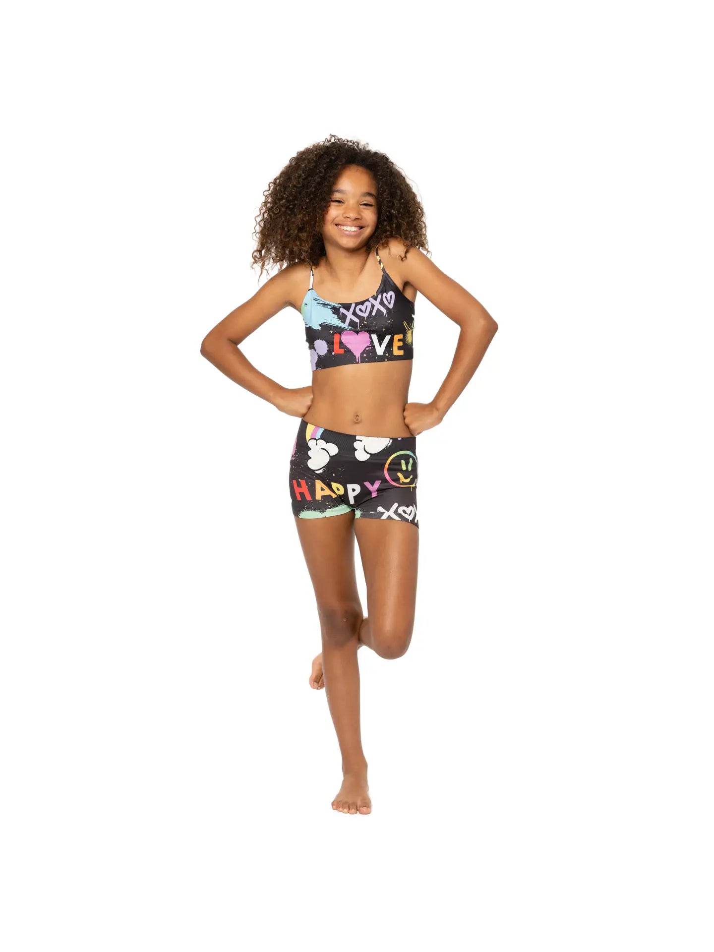 Girls Happy Grafitti short Set - size 7-12