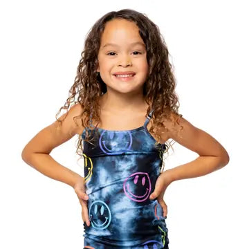 Little girls happy black and grey tie dye long set - size 4-6x