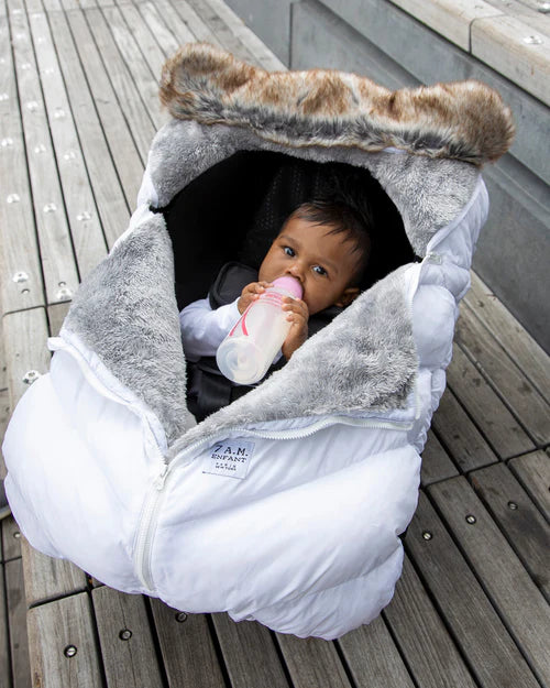 CAR SEAT COCOON - TUNDRA White with faux fur