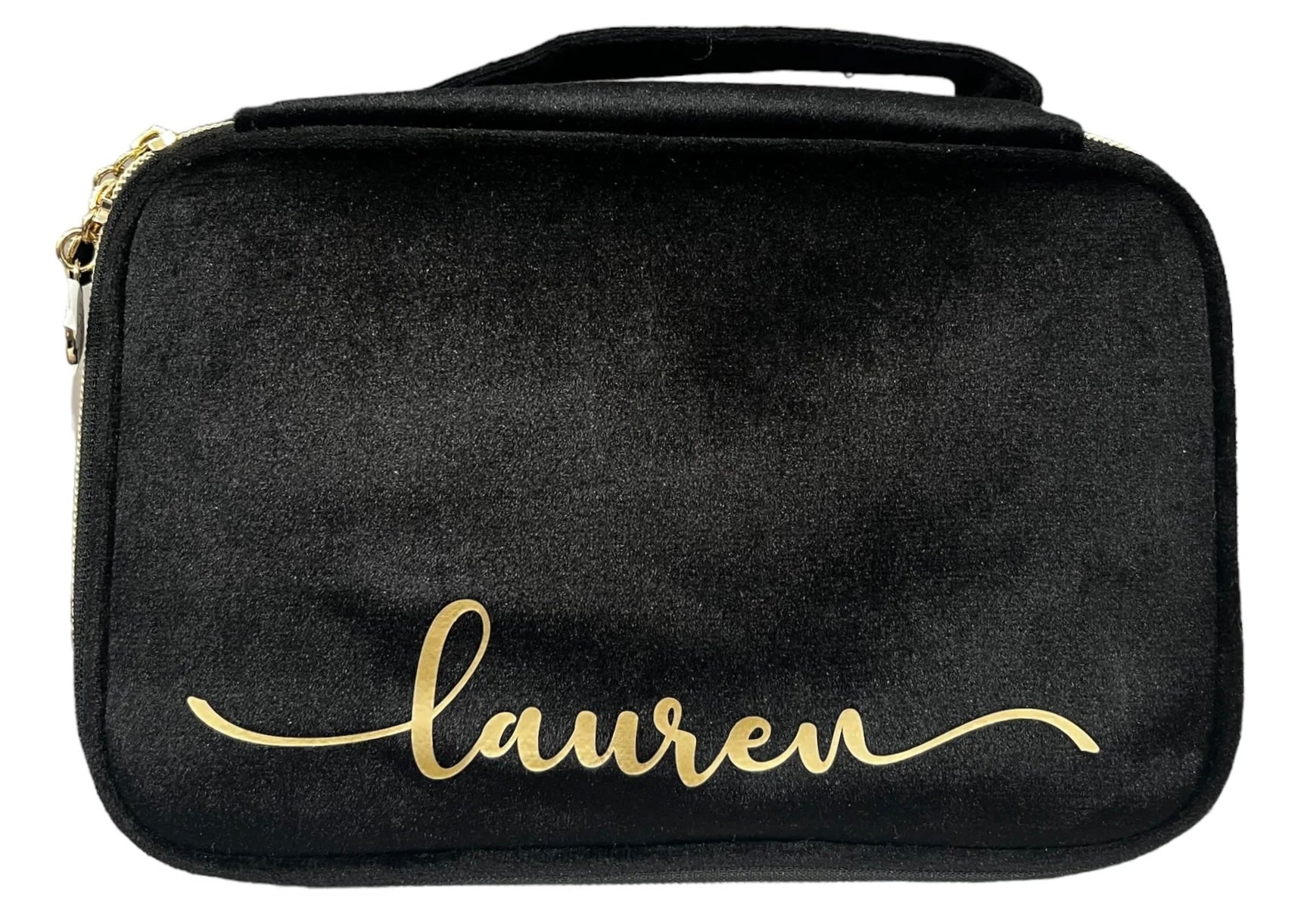 Personalized Velvety Soft Cosmetic Case Black