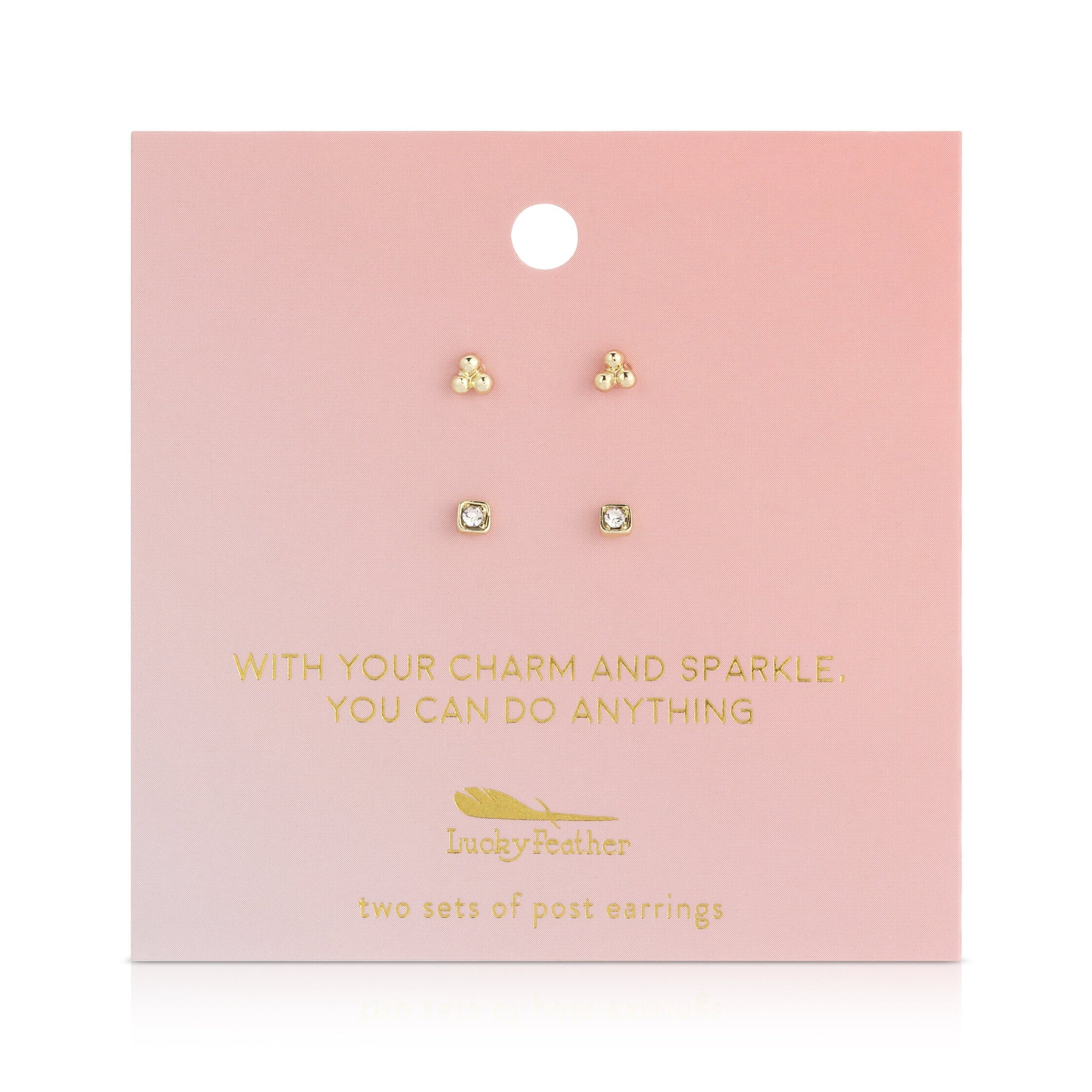 Charm and Sparkle - Dot Trio + Sparkle Stud Earrings