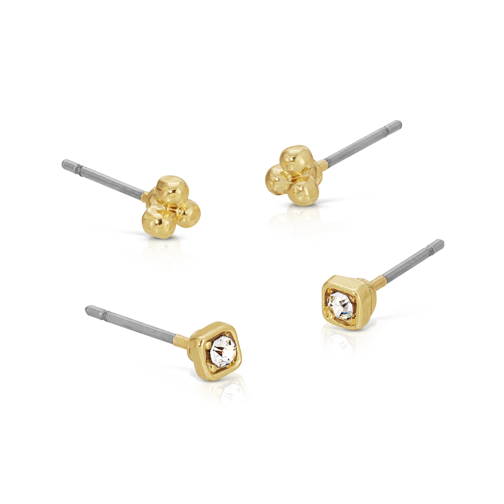 Charm and Sparkle - Dot Trio + Sparkle Stud Earrings