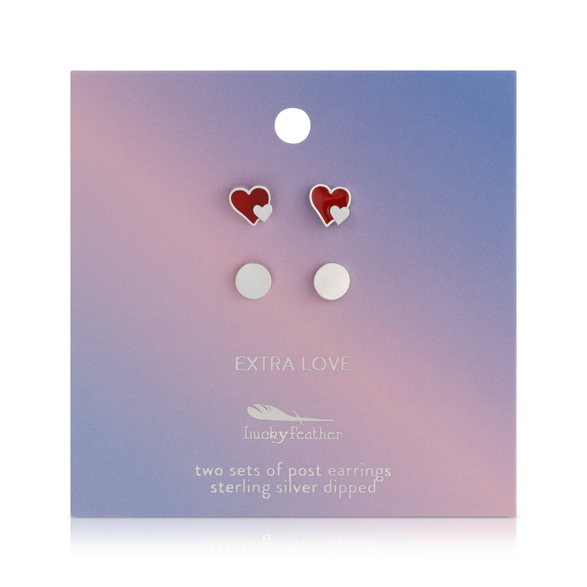 Extra Love - Hearts + Round Stud Earrings