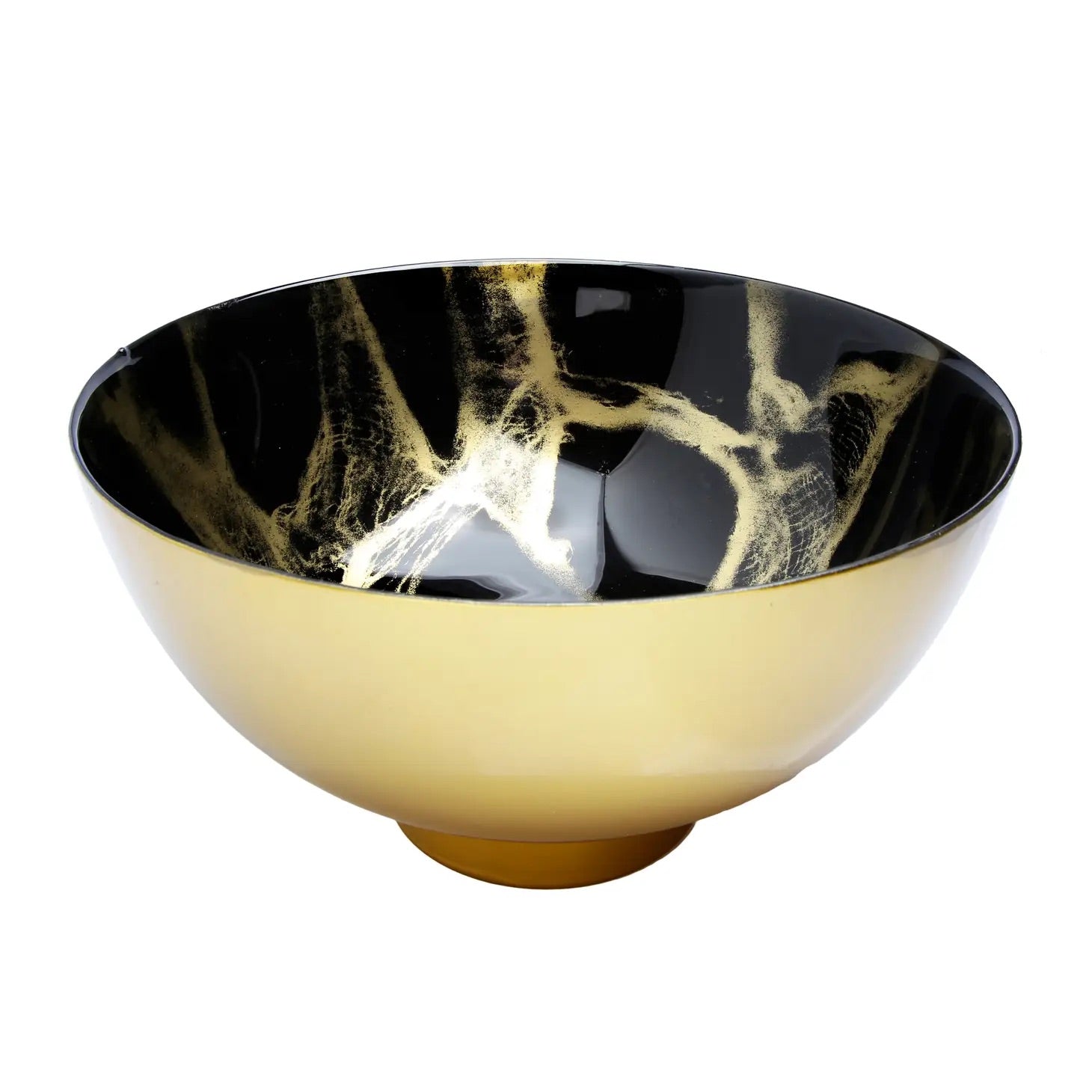 Black and Gold Marbleized Glass Footed Bowl