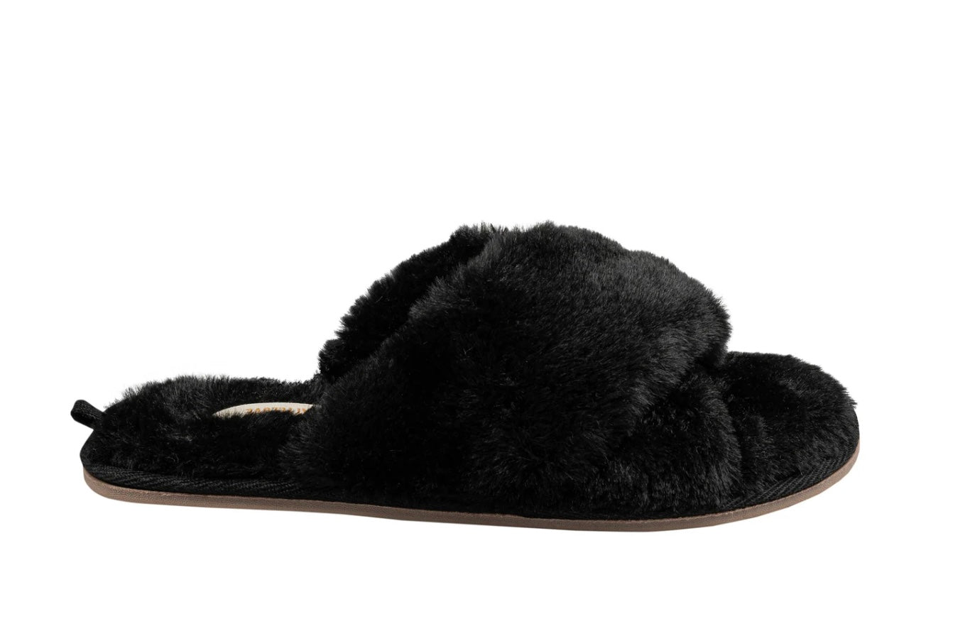 Faux Fur Slipper - black sesame