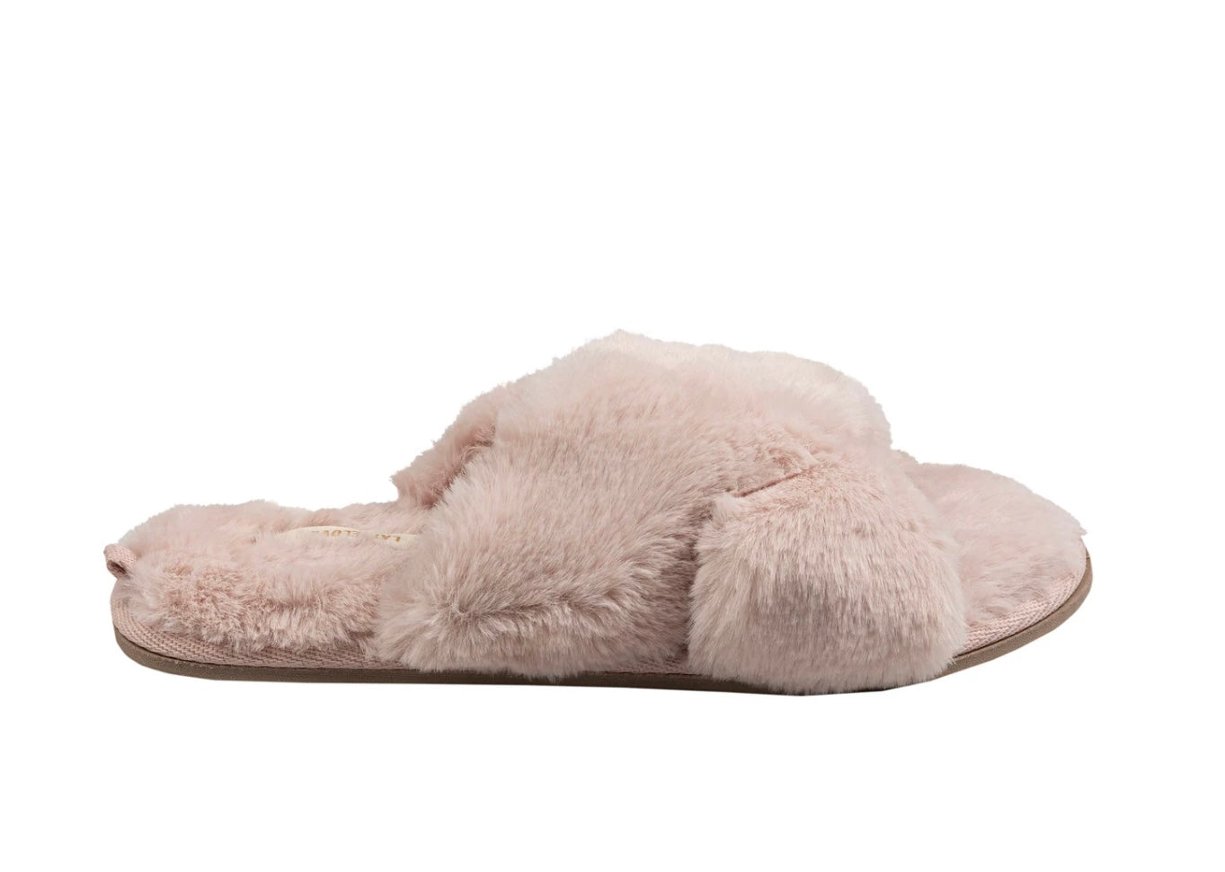 Faux Fur Slipper - peach cream